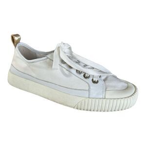 VERONICA BEARD Women's Parise Canvas & Leather Sneakers White Size 9.5